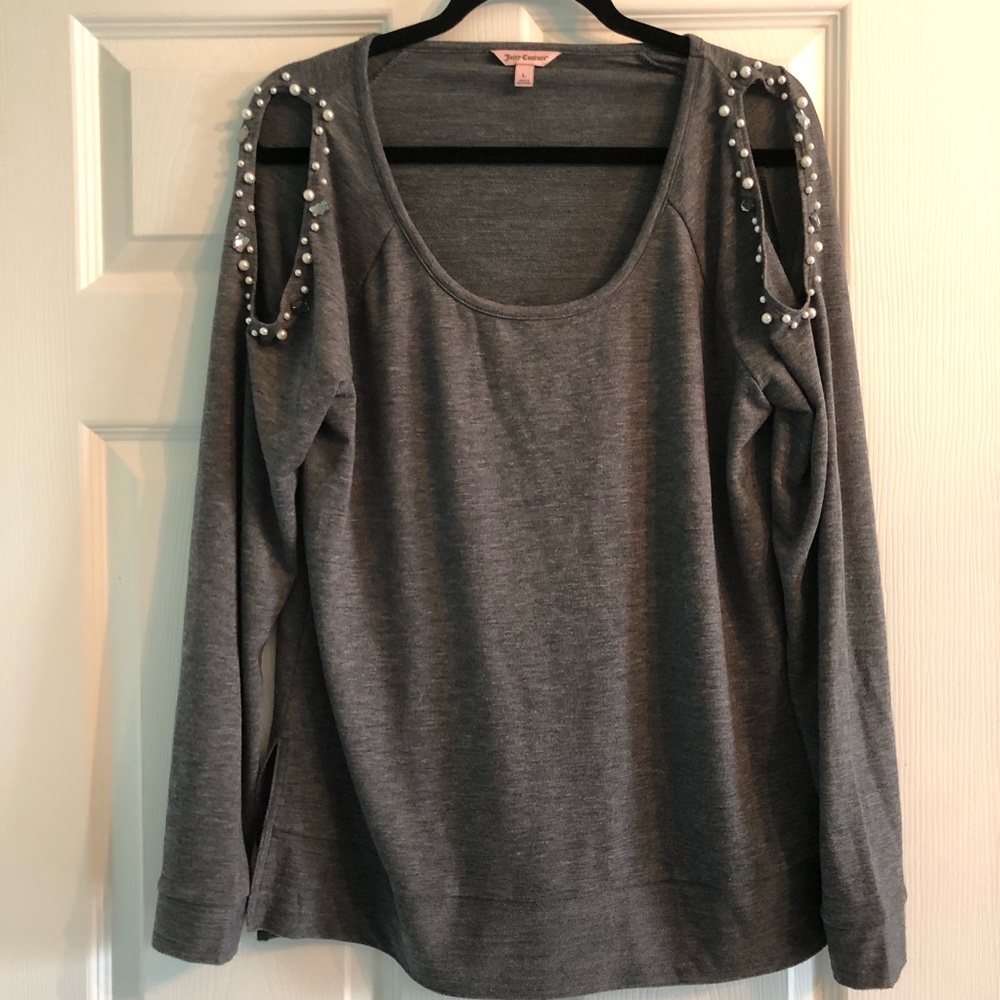 Juicy Couture embellished cold shoulder sweater